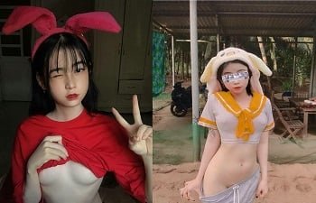 O funcionário do spa Nguyen Thi Van Anh mostra clipe de sexo